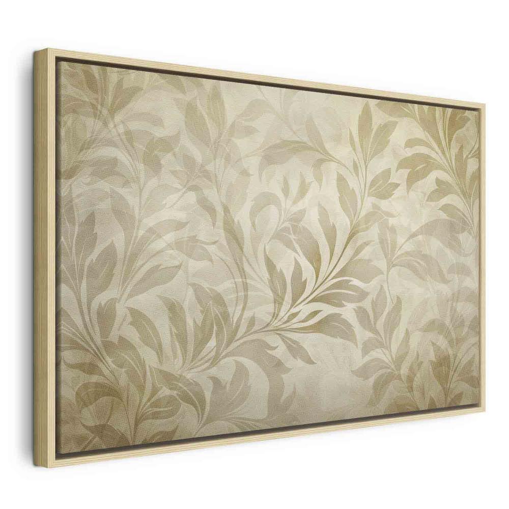 Canvas Print - Botanical Motif with Leaves and Vines in Sand Colors