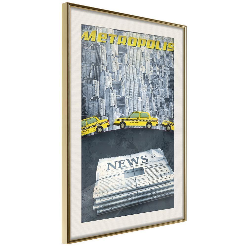 Typography Framed Art Print - Metropolis News-artwork for wall with acrylic glass protection