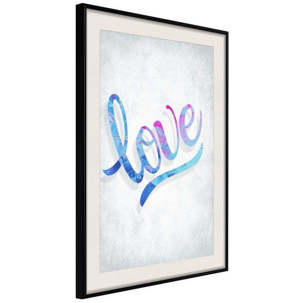 Typography Framed Art Print - Love I-artwork for wall with acrylic glass protection