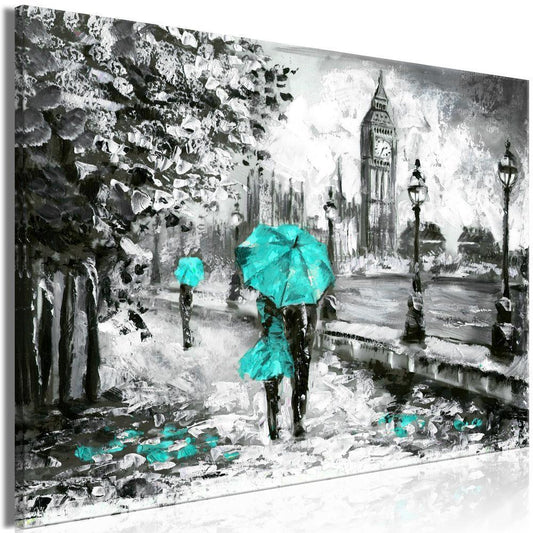 Canvas Print - Walk in London (1 Part) Wide Turquoise-ArtfulPrivacy-Wall Art Collection