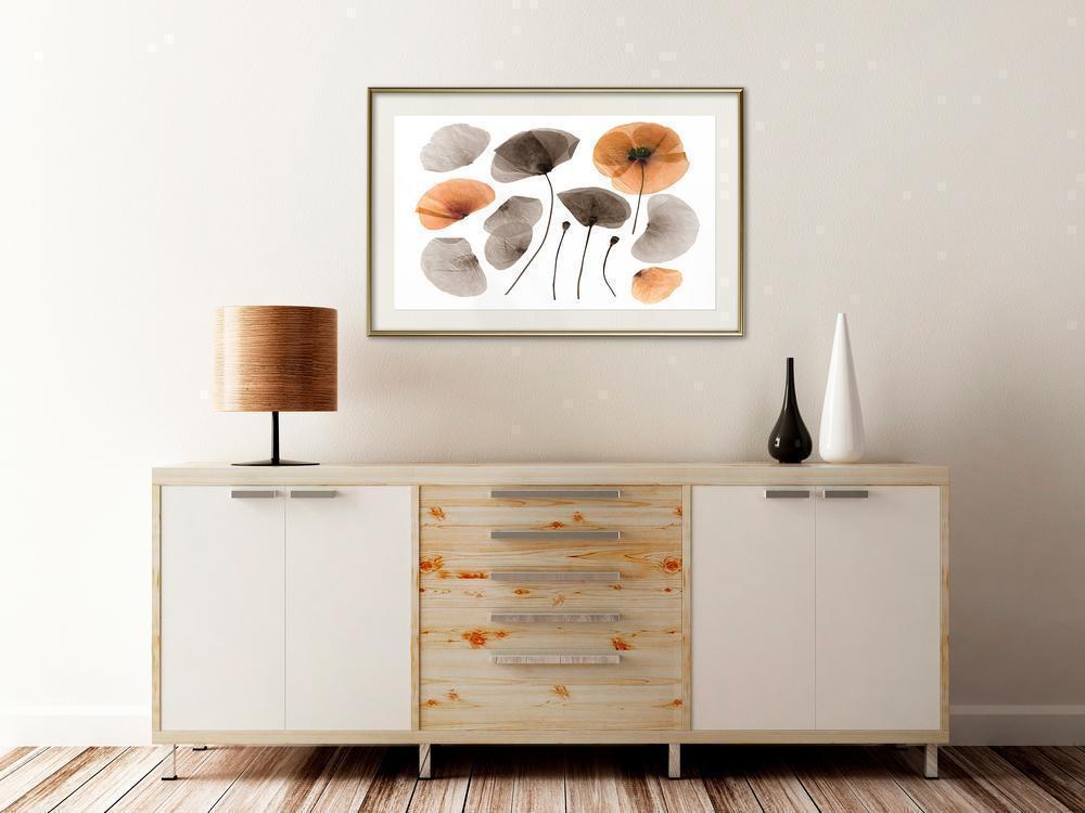 Botanical Wall Art - Dried Poppies-artwork for wall with acrylic glass protection