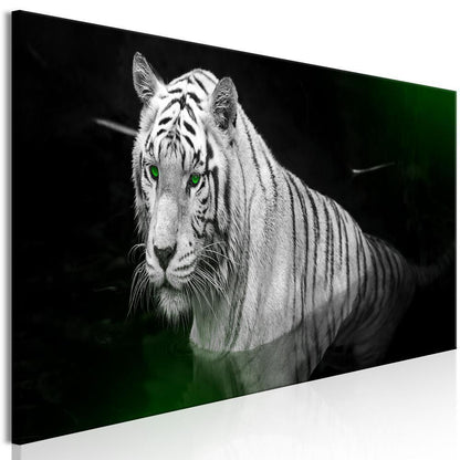 Canvas Print - Shining Tiger (1 Part) Green Narrow-ArtfulPrivacy-Wall Art Collection