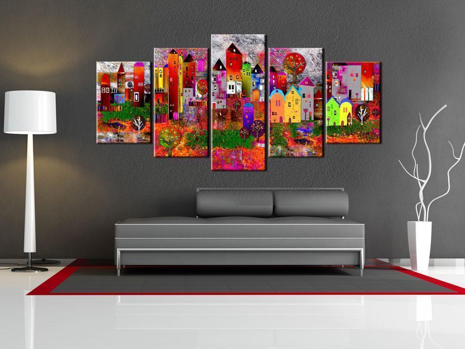 Canvas Print - Colourful Small Town-ArtfulPrivacy-Wall Art Collection