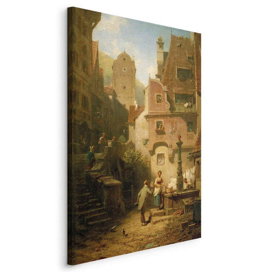 Canvas Print - Well-Wisher Presenting Flowers (Carl Spitzweg)