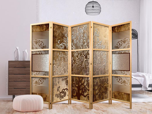Shoji room Divider - Japanese Room Divider - Golden Flourishes II - ArtfulPrivacy