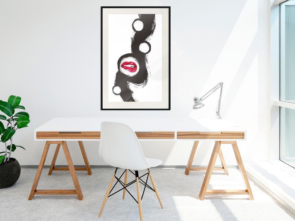 Black and White Framed Poster - Passion-artwork for wall with acrylic glass protection