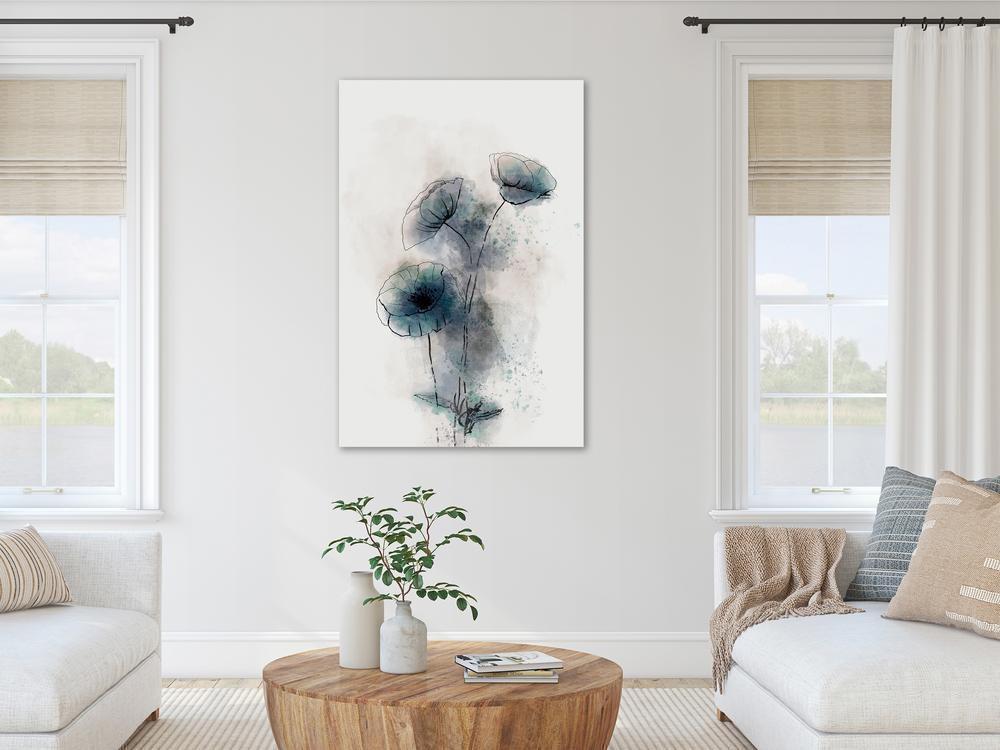 Canvas Print - Blue Poppies (1 Part) Vertical-ArtfulPrivacy-Wall Art Collection