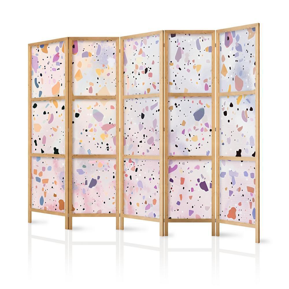 Japanese Room Divider - Confetti-Style Terrazzo - Purple-Pink - Colorful Pattern