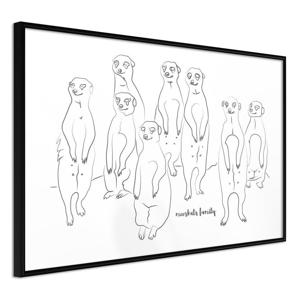 Black and White Framed Poster - Meerkat Lookout-artwork for wall with acrylic glass protection