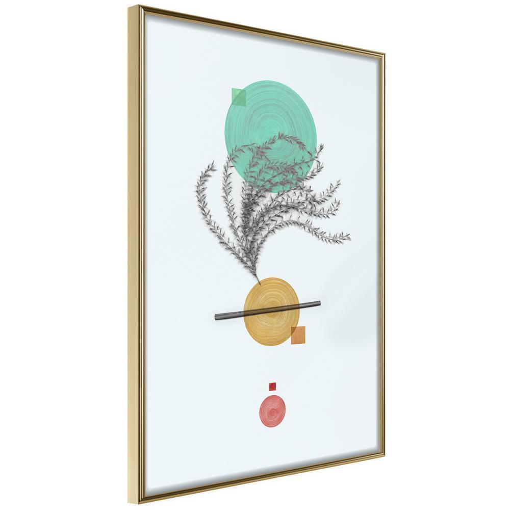 Abstract Poster Frame - Geometric Installation with a Plant-artwork for wall with acrylic glass protection