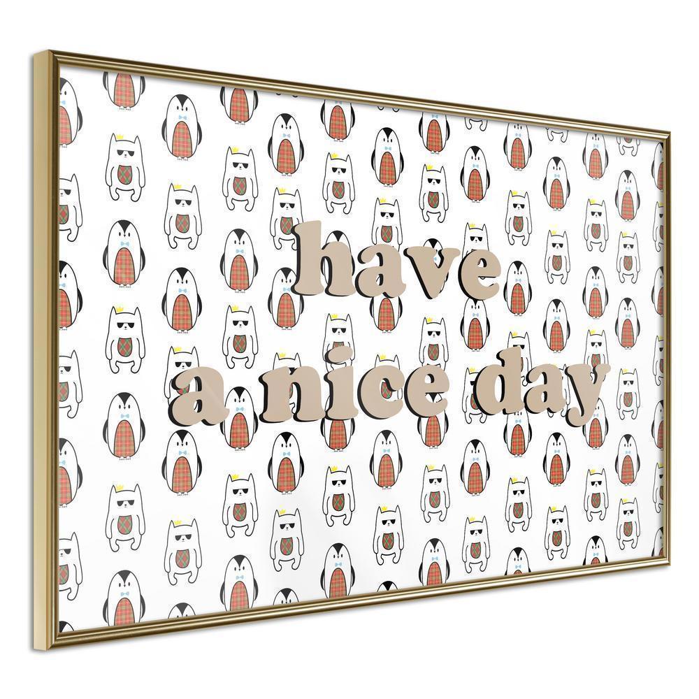 Typography Framed Art Print - Animals Wish a Nice Day-artwork for wall with acrylic glass protection