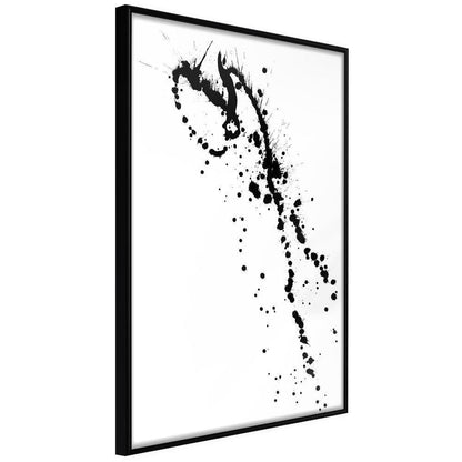 Black and White Framed Poster - Ink Splash-artwork for wall with acrylic glass protection