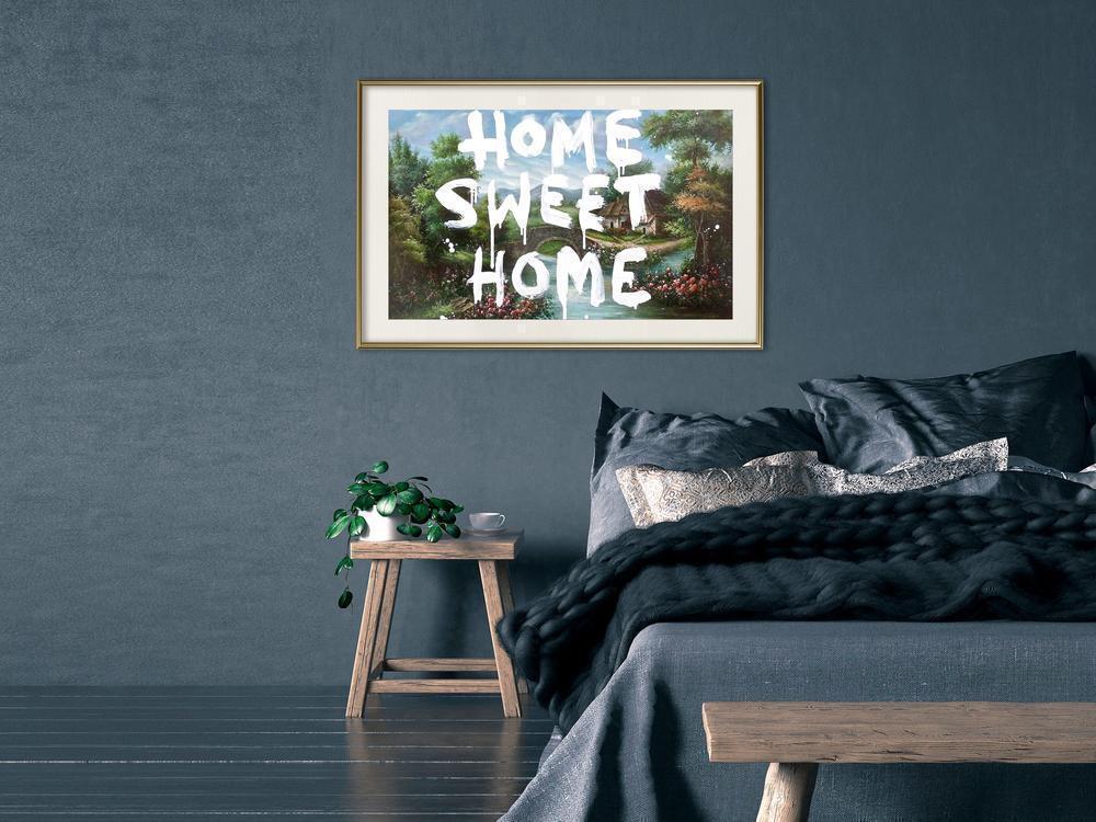 Typography Framed Art Print - There's No Place Like Home-artwork for wall with acrylic glass protection