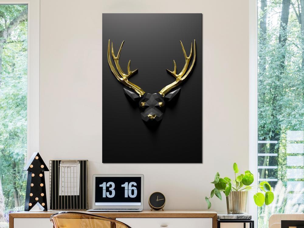 Canvas Print - Golden Antlers (1 Part) Vertical-ArtfulPrivacy-Wall Art Collection