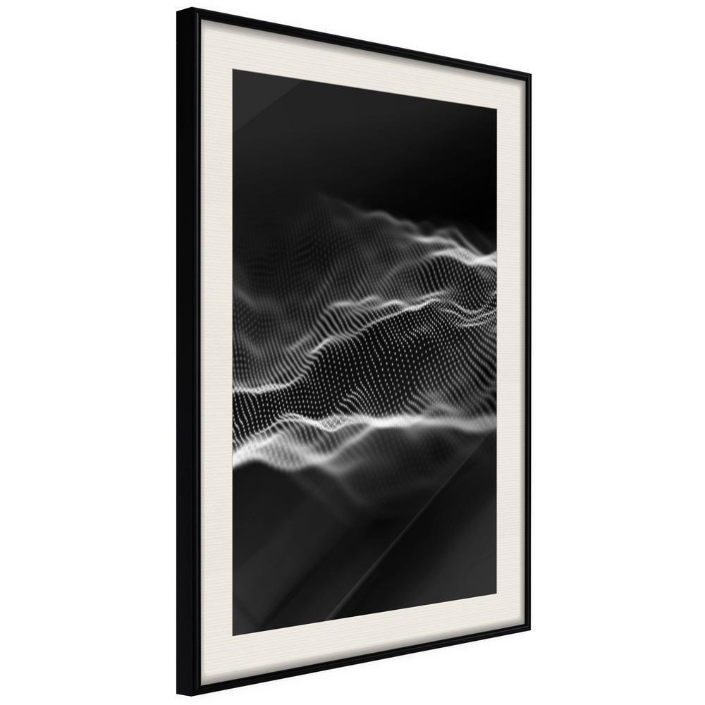 Black and White Framed Poster - Sound Wave-artwork for wall with acrylic glass protection