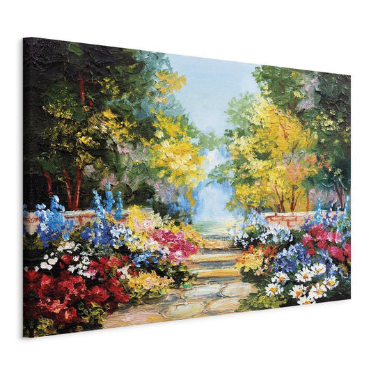 Peinture faite à la main - L'allée des fleurs