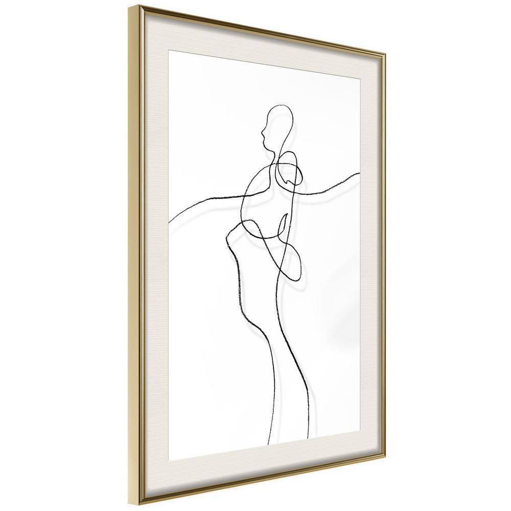 Black and White Framed Poster - Entanglement-artwork for wall with acrylic glass protection