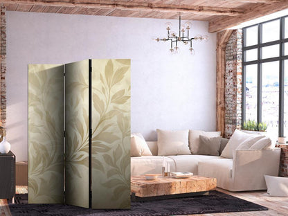 Room Divider - Botanical Motif with Leaves and Vines in Sandy Colors