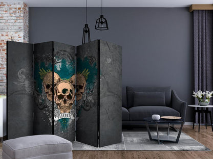 Room Divider - Darkness II II- A 5 Panel Folding Screen For Living rooms, bedrooms or home office, decorative folding screen made with wood and canvas