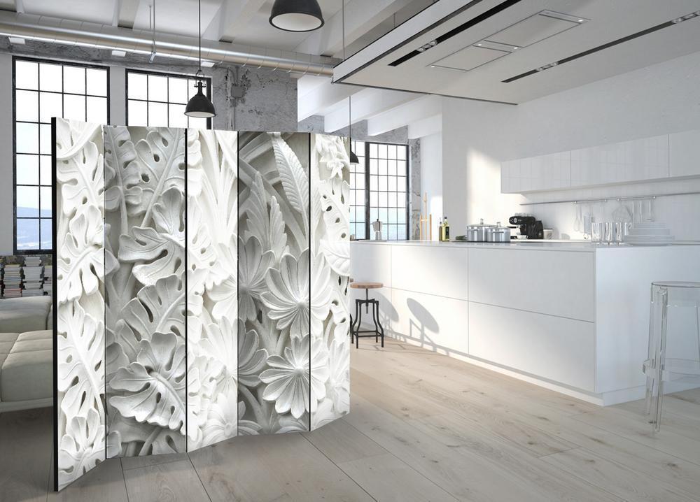 Decorative partition-Room Divider - Alabaster Garden II-Folding Screen Wall Panel by ArtfulPrivacy