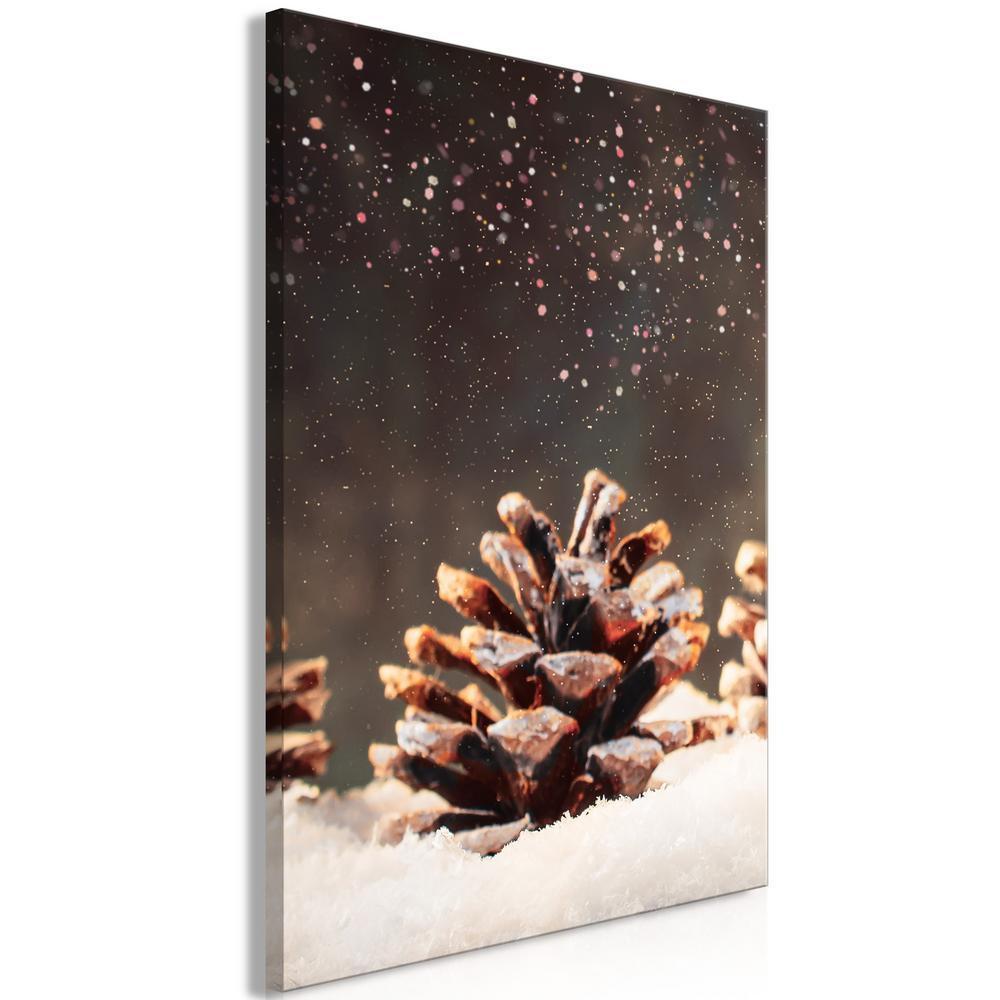Canvas Print - Winter Pine Cone (1 Part) Vertical-ArtfulPrivacy-Wall Art Collection