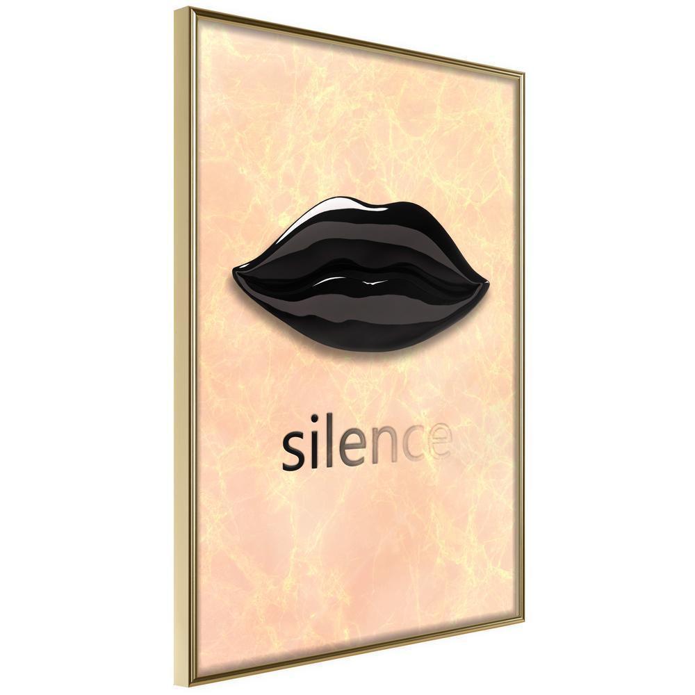 Typography Framed Art Print - Silent Lips-artwork for wall with acrylic glass protection