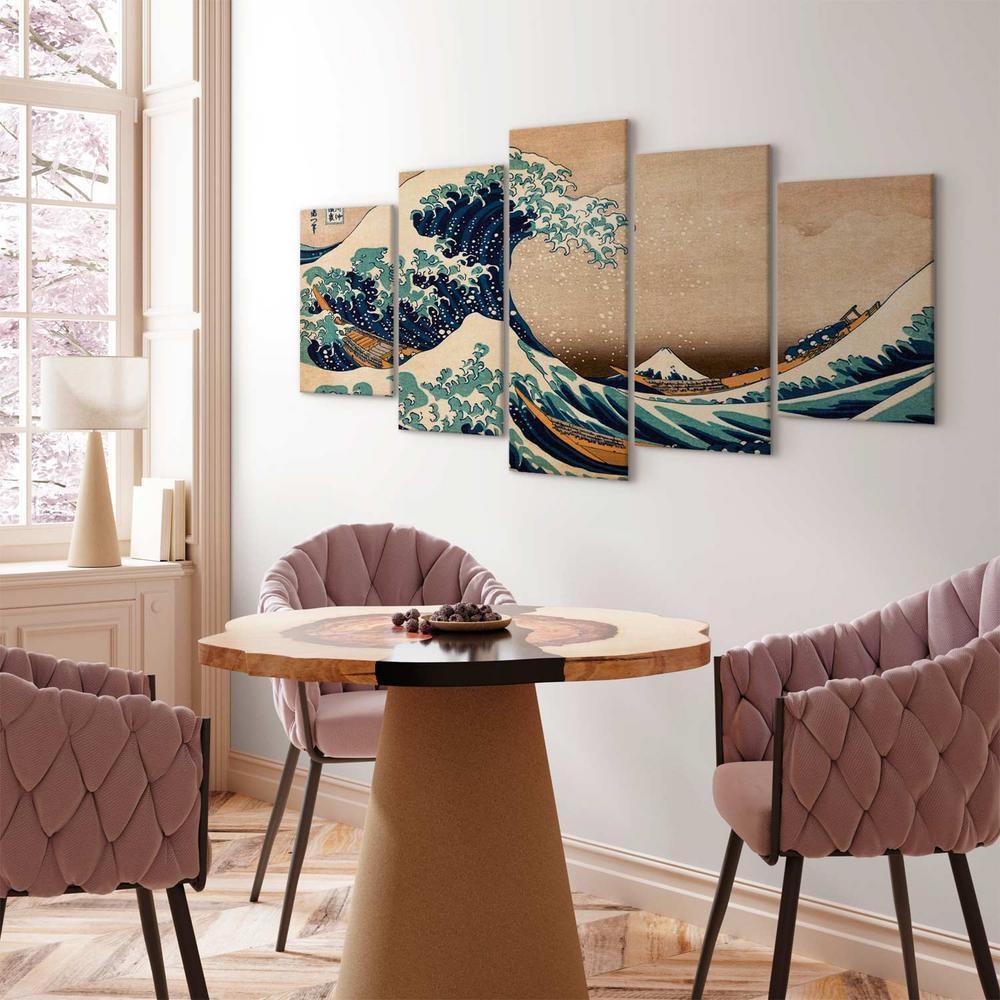 Canvas Print - The Great Wave off Kanagawa (5 Parts) Wide