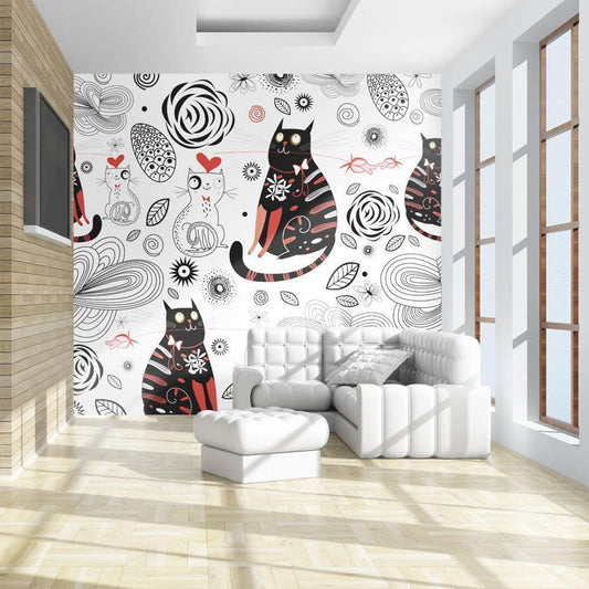Wall Mural - Cats in love-Wall Murals-ArtfulPrivacy