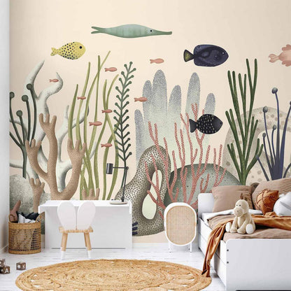 Wall Mural - Underwater World - Fish and Corals in Pastel Colours