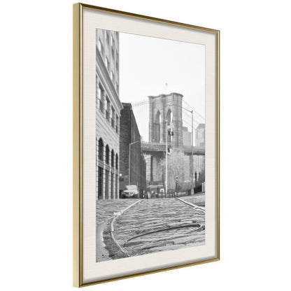 Black and White Framed Poster - Postcard from New York-artwork for wall with acrylic glass protection