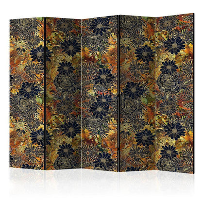 Room Divider - Floral Madness II- A 5 Panel Folding Screen For Living rooms, bedrooms or home office, decorative folding screen made with wood and canvas