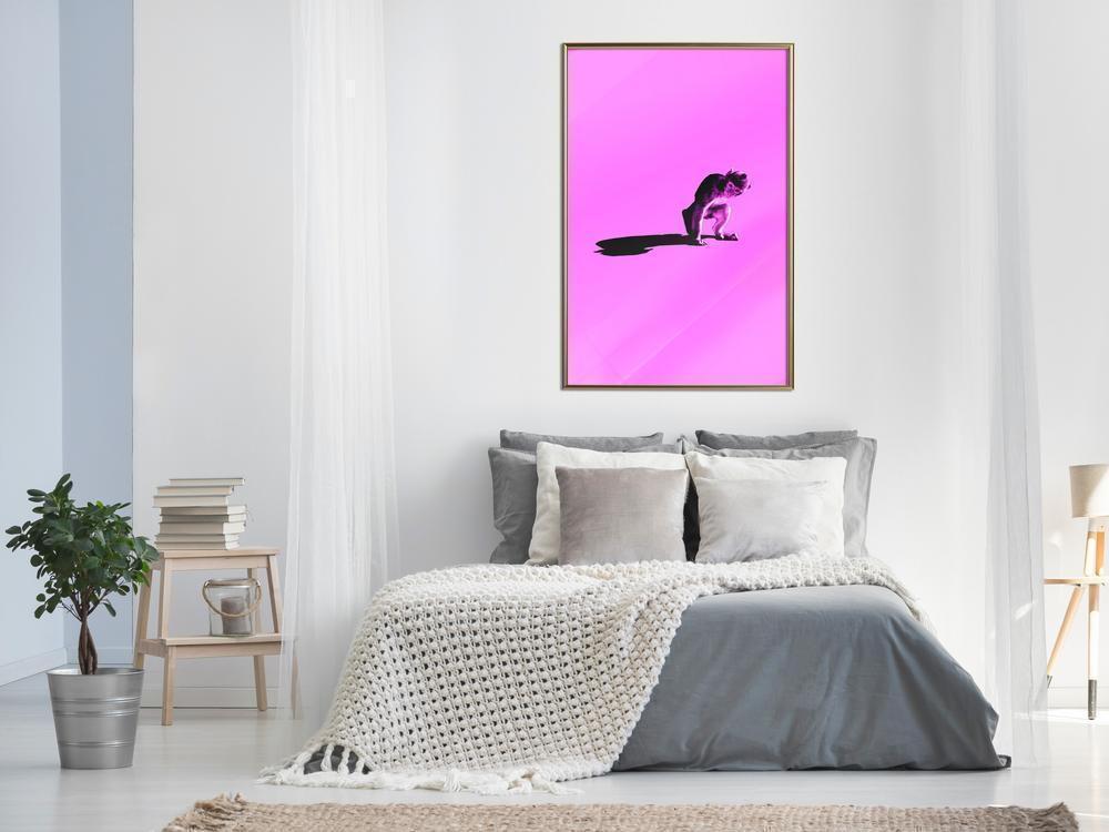 Frame Wall Art - Monkey on Pink Background-artwork for wall with acrylic glass protection
