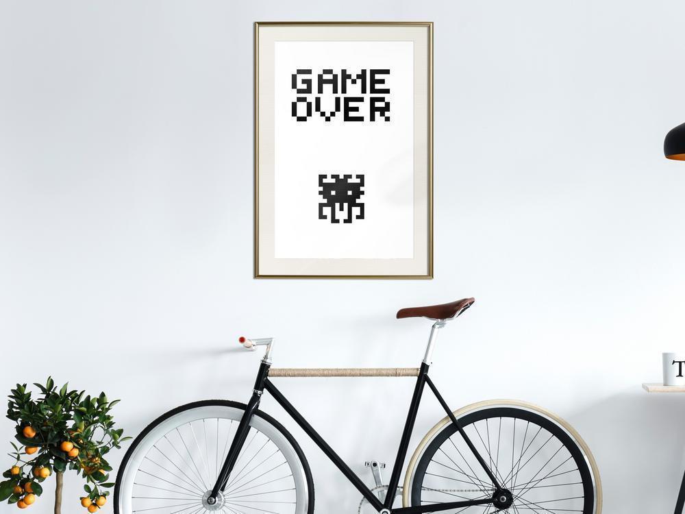 Typography Framed Art Print - Game Over-artwork for wall with acrylic glass protection