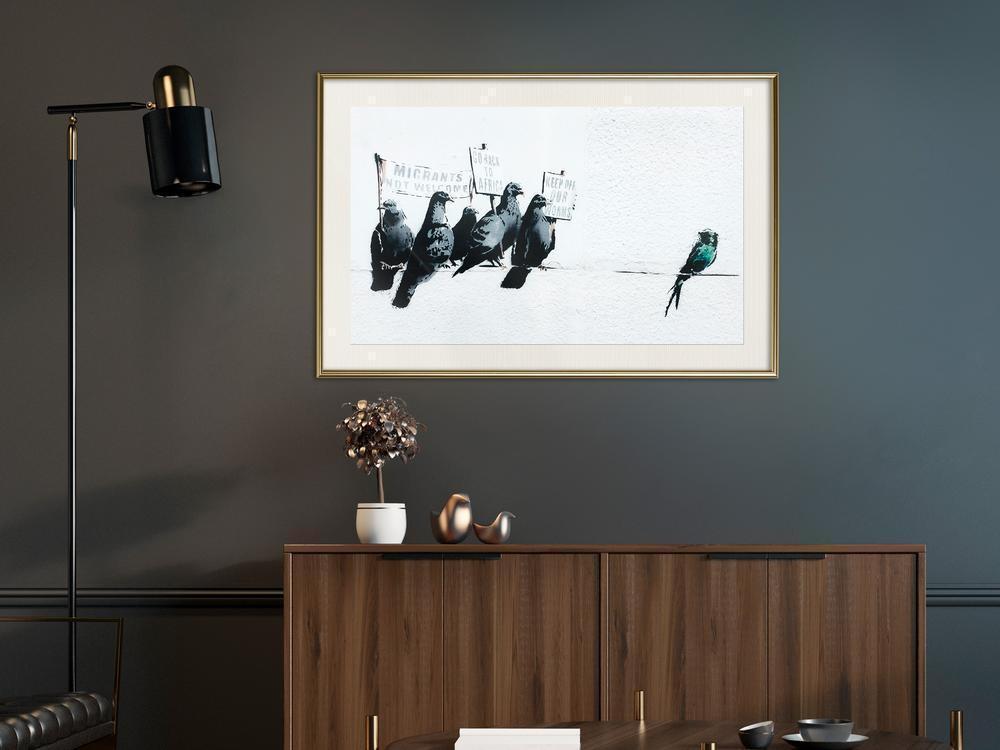 Urban Art Frame - Banksy: Pigeons-artwork for wall with acrylic glass protection
