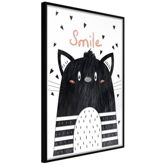 Nursery Room Wall Frame - Cheerful Kitten-artwork for wall with acrylic glass protection