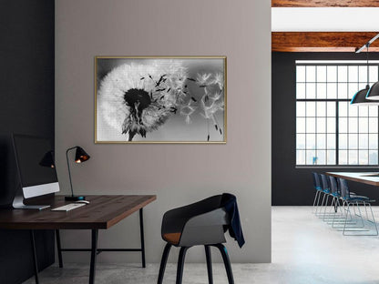 Botanical Wall Art - Dandelion in the Wind-artwork for wall with acrylic glass protection