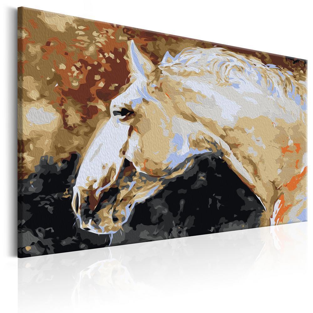 Start learning Painting - Paint By Numbers Kit - White Horse - new hobby