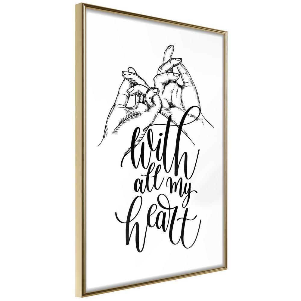Typography Framed Art Print - United With Love-artwork for wall with acrylic glass protection