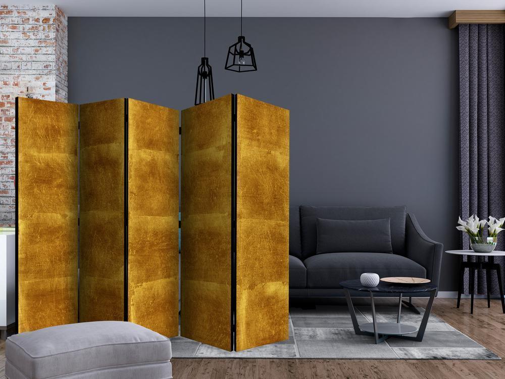 Room Divider - Golden Cage II- A 5 Panel Folding Screen For Living rooms, bedrooms or home office, decorative folding screen made with wood and canvas