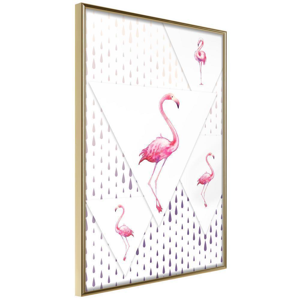 Nursery Room Wall Frame - Flamingos and Triangles-artwork for wall with acrylic glass protection