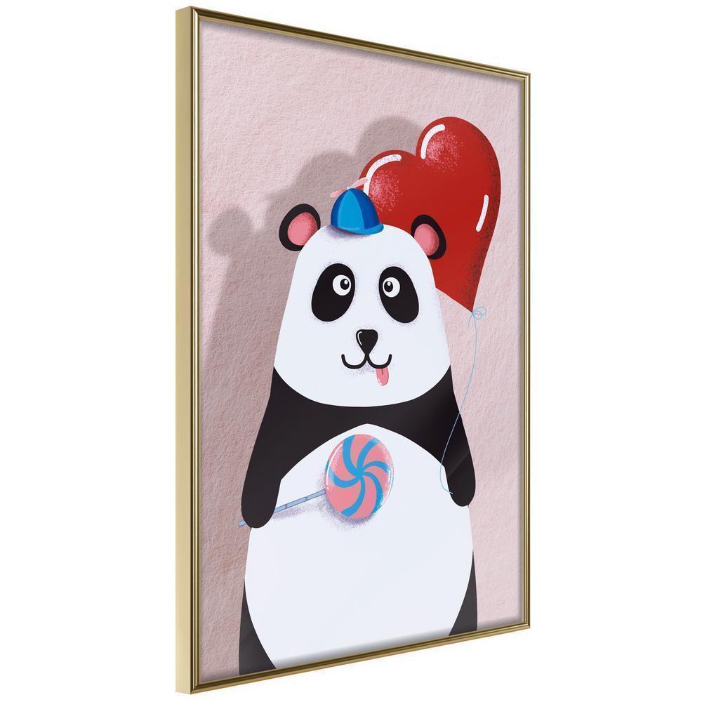 Nursery Room Wall Frame - Happy Panda-artwork for wall with acrylic glass protection