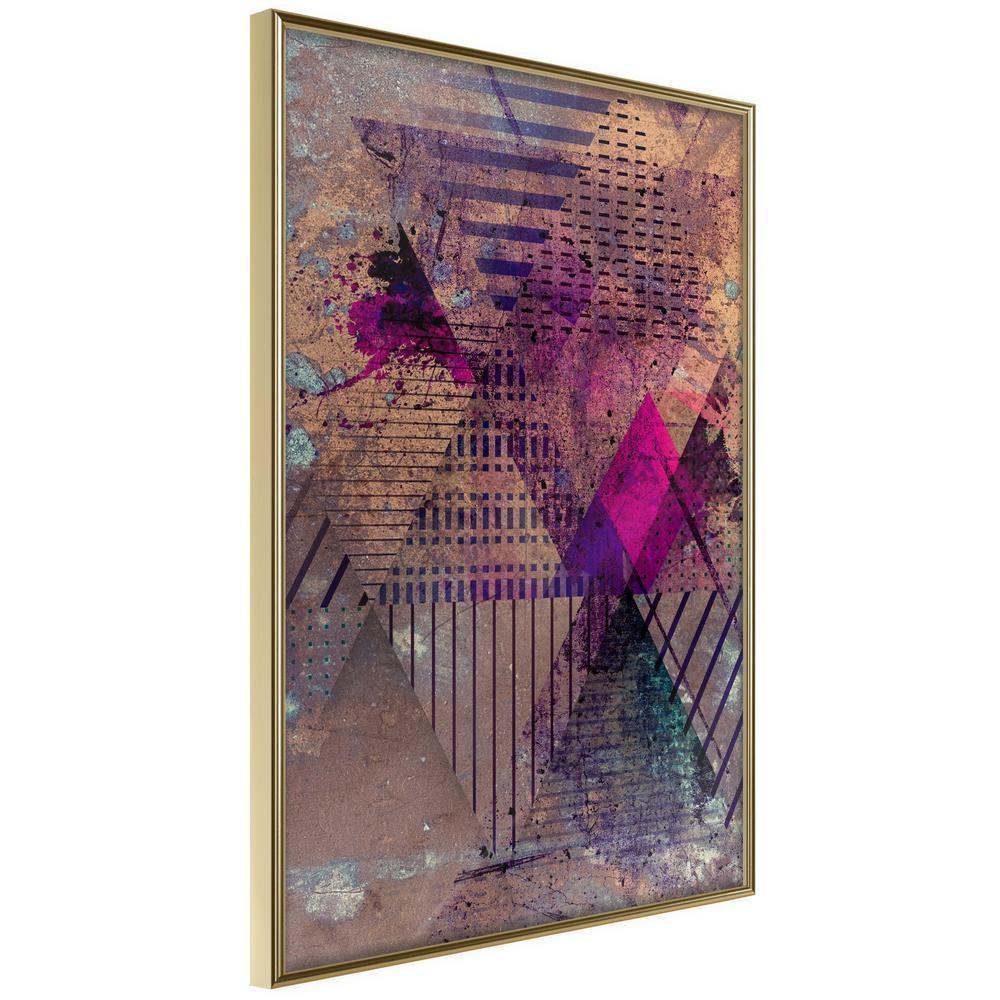 Abstract Poster Frame - Pink Patchwork I-artwork for wall with acrylic glass protection