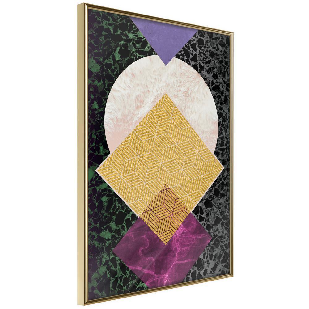 Abstract Poster Frame - Squares and Circle-artwork for wall with acrylic glass protection