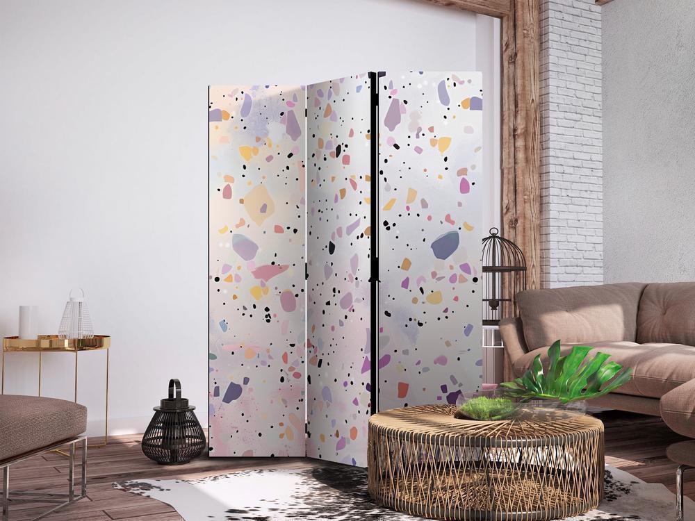 Room Divider - Terrazzo in Confetti Style - Violet-Pink - Colorful Pattern