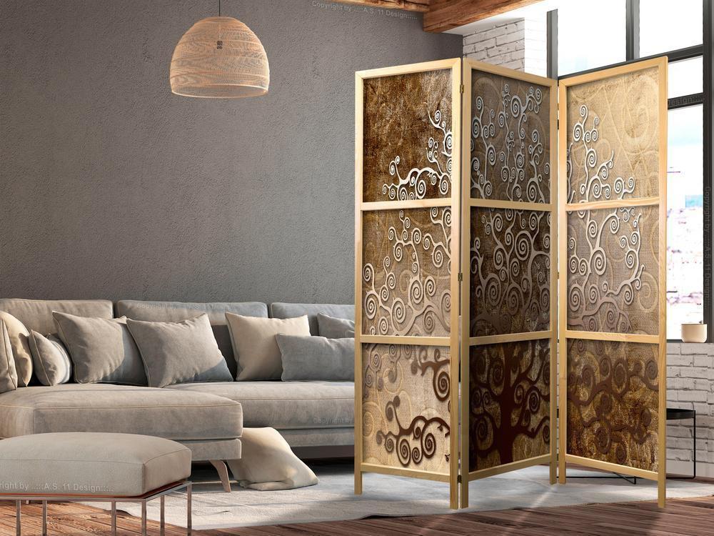 Shoji room Divider - Japanese Room Divider - Golden Flourishes I - ArtfulPrivacy