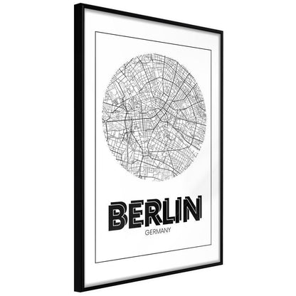 Wall Art Framed - City Map: Berlin (Round)-artwork for wall with acrylic glass protection