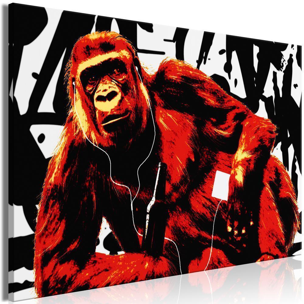 Canvas Print - Pop Art Monkey (1 Part) Narrow Red-ArtfulPrivacy-Wall Art Collection