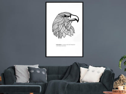 Black and white Wall Frame - Symbol of Freedom-artwork for wall with acrylic glass protection