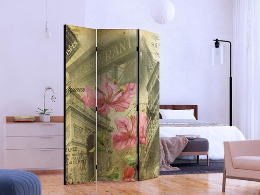 Decorative partition-Room Divider - Bonjour Paris!-Folding Screen Wall Panel by ArtfulPrivacy