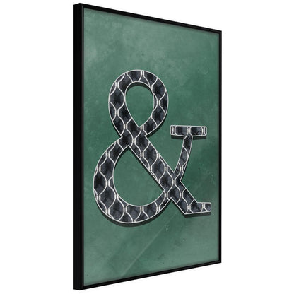 Typography Framed Art Print - Ampersand on Green Background-artwork for wall with acrylic glass protection